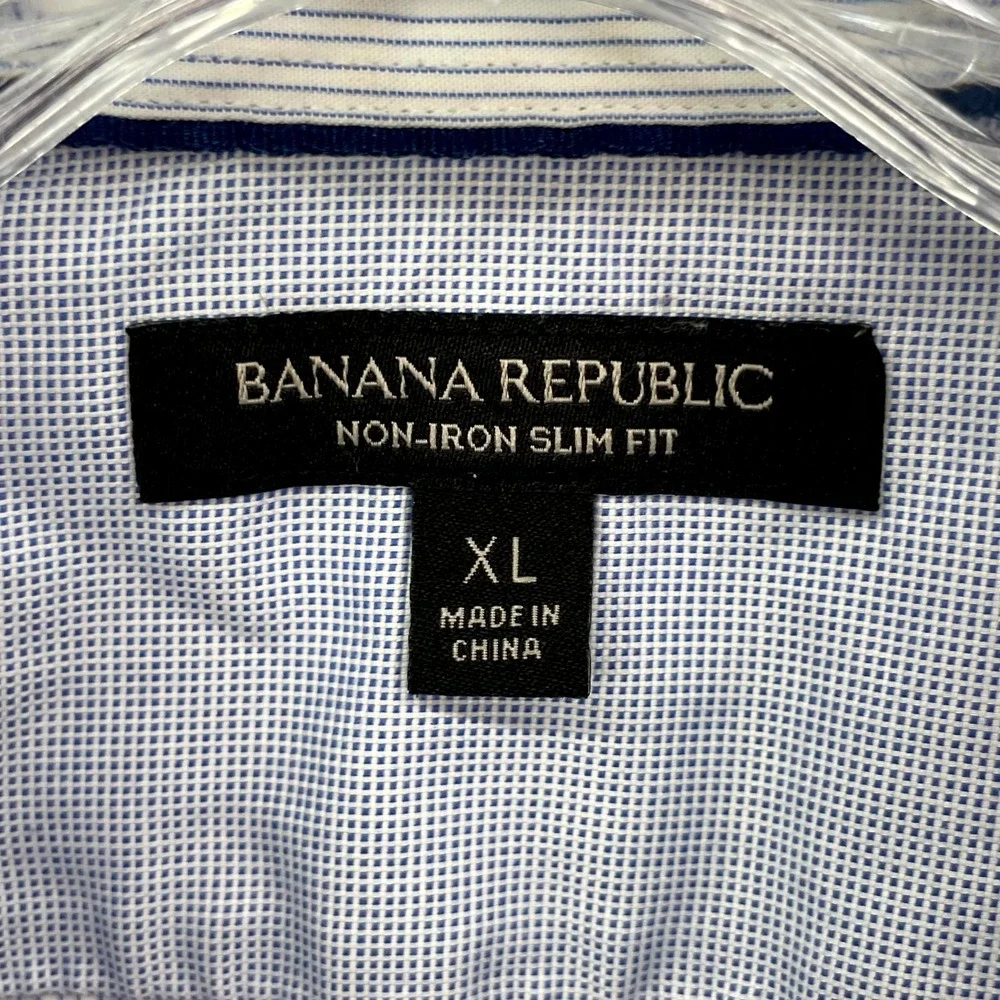 Banana Republic Dress Shirt Men XL 17-17.5 Stripe Slim Fit Classic Office Career